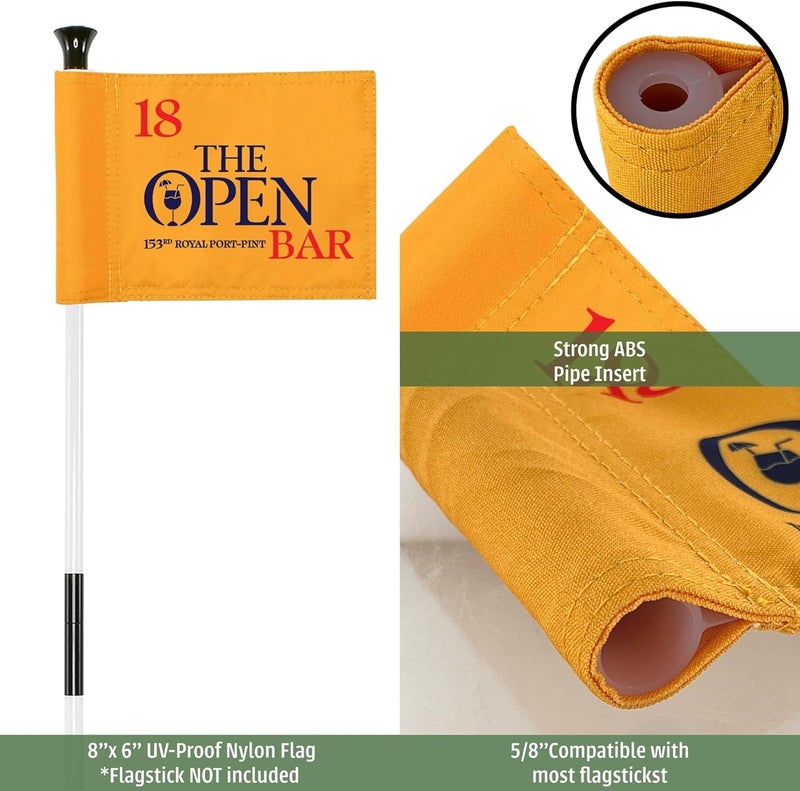 WATSY Golf Flag 8x6 Inch – 420D Nylon Double-Sided Mini Pin Flag with Tube Inset, Practice Putting Green Flags for Yard (The Open-Inspired) - Image 2